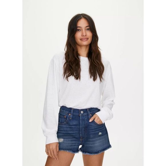 Levi's Premium 501 High Rise Jean Shorts Silver Lake Distressed Sz 28 NWT - Picture 2 of 15